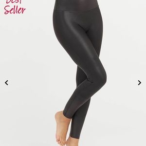 Spanx womens black faux leather leggings size small